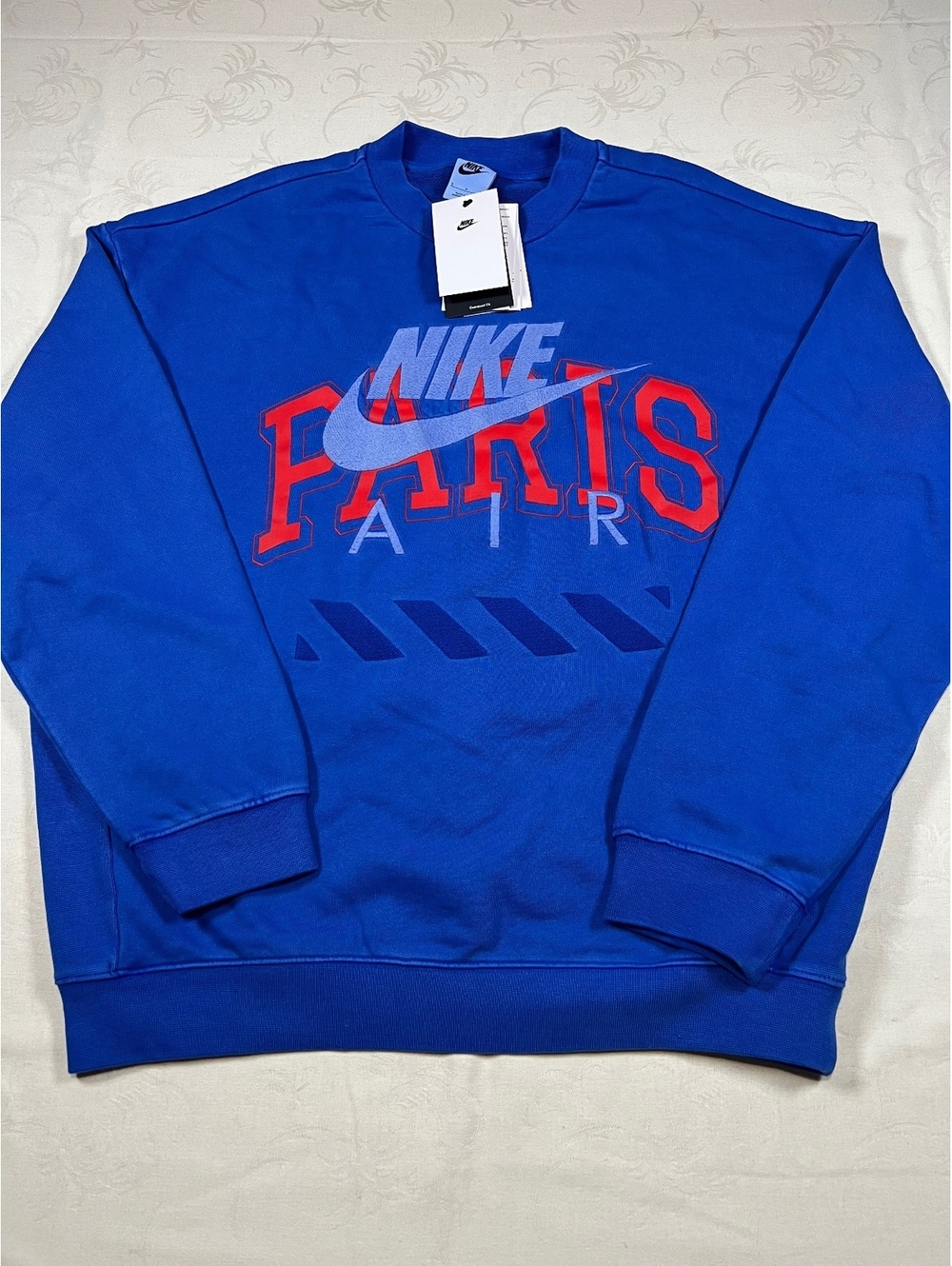 NEW Nike Air Paris Oversized Heavyweight Crewneck Sweatshirt Blue Red Size Small